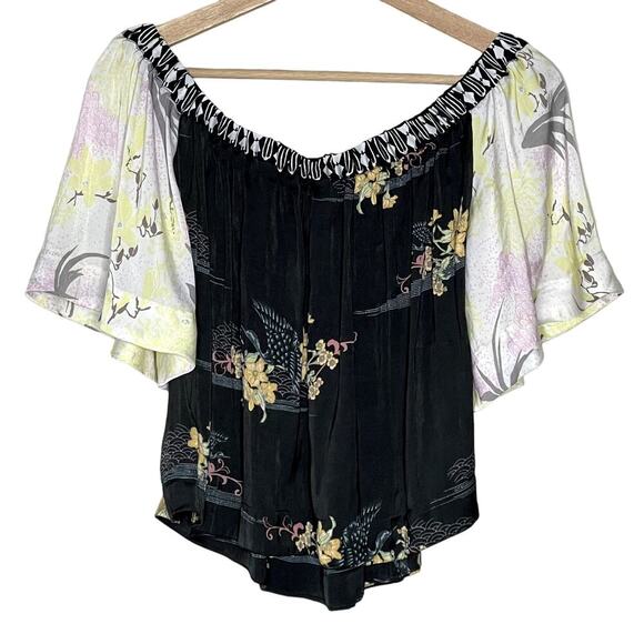 Free People Rockin' Rochelle floral off the shoulder‎ top XS - Picture 2 of 7